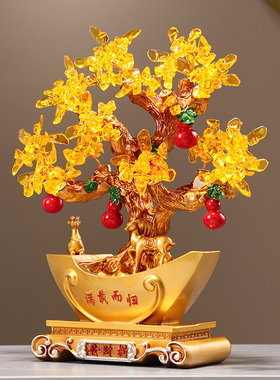 开业摆件工艺品礼品创意满载而归发财树摆件高档大气办公桌装饰品