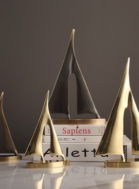 纯铜一帆风顺帆船摆件老板领导办公室办公桌装饰品电视柜摆设装饰