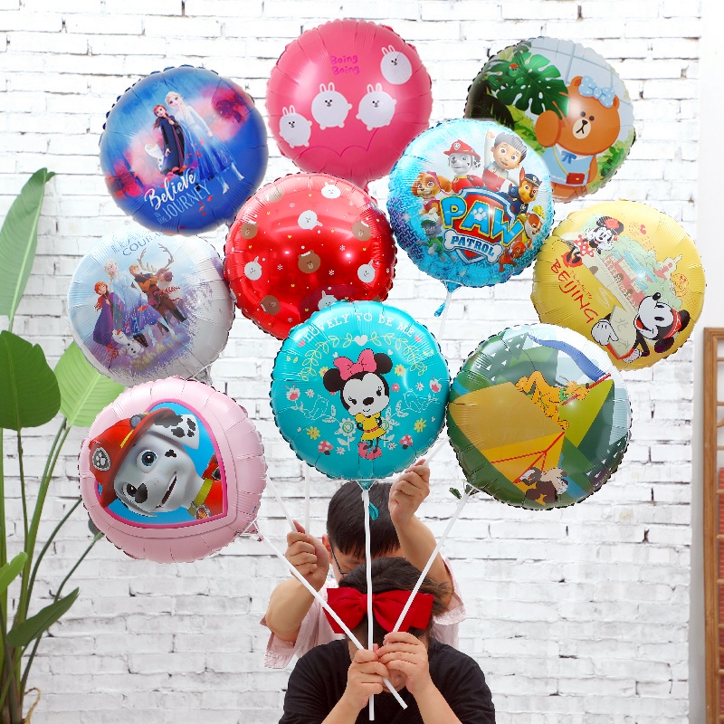 儿童卡通铝膜气球微商地推吸粉神器摆地摊街卖18寸大号带杆气球