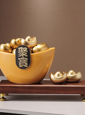 日进斗金摆件元宝招财猫装饰客厅办公室酒柜高档乔迁新居开业礼物