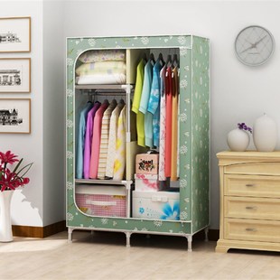 长90/110/170高168cm全封闭简易布衣柜25MM钢管钢隔层单双人挂衣