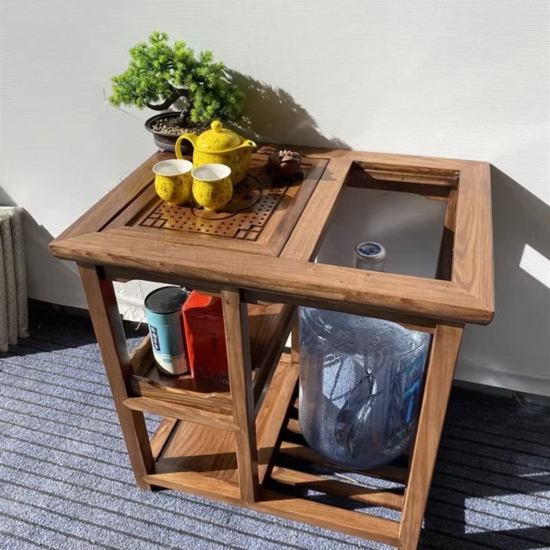 实木家用一体式烧水茶台办公室储物茶水柜长方形家用泡茶客厅茶几