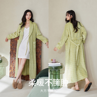 轩靓法兰绒睡袍女秋冬季加绒加厚加长款睡衣保暖珊瑚绒浴袍家居服