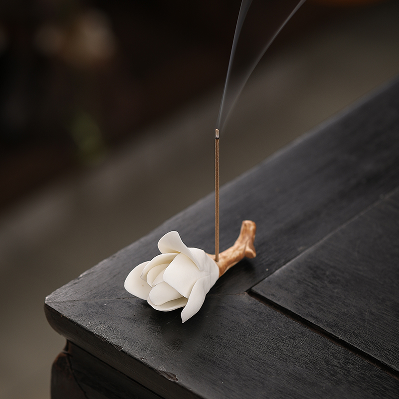 手捏玉兰花茶桌摆件书房茶台装饰