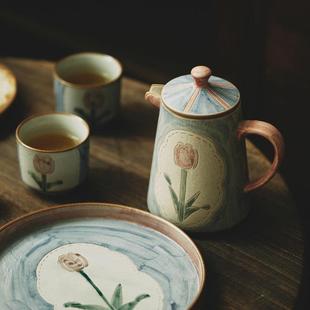 玩物志【郁金香】文艺手绘咖啡壶下午茶杯碟中古风陶瓷凉水壶套组