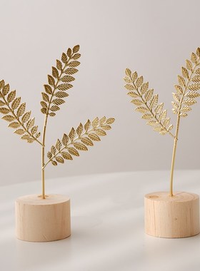 北欧轻奢家居客厅酒柜装饰品摆件简约银杏叶办公室桌面摆设工艺品