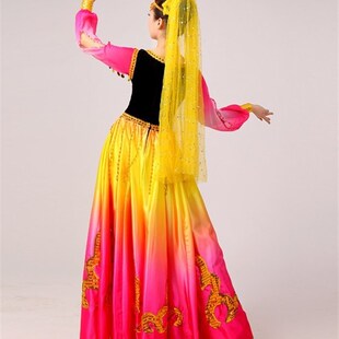 新疆舞蹈服长裙成人大摆裙民族舞开场舞服装维吾儿族舞蹈演出服女