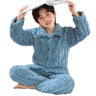 女孩珊瑚绒冬季套装加绒加厚可爱卡通法兰绒男生冬天款家居服睡衣