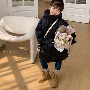 女童加绒牛仔裤2023秋冬新款加厚一体绒儿童修身烟管裤宝宝铅笔裤