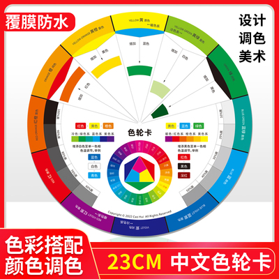 多功能色轮卡12色相环挂图三原色环盘国际标准美术颜色彩搭配表奶