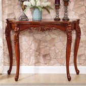 美式 沙发背几实木玄关台走廊入户玄关柜 半圆玄关桌靠墙桌子欧式