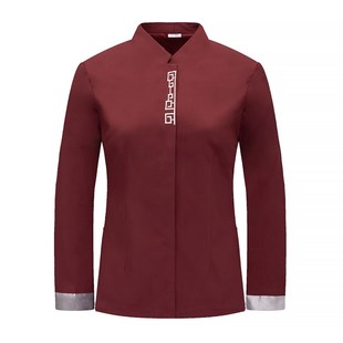 餐厅火锅店服务员长袖男女中式茶楼饭店前台传菜员工作服秋冬装