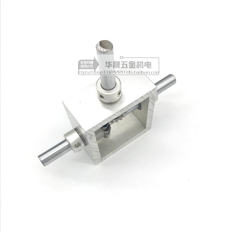 90度直角换向齿轮箱 小型伞齿轮转角器 1比1 机械传动模组 双出轴