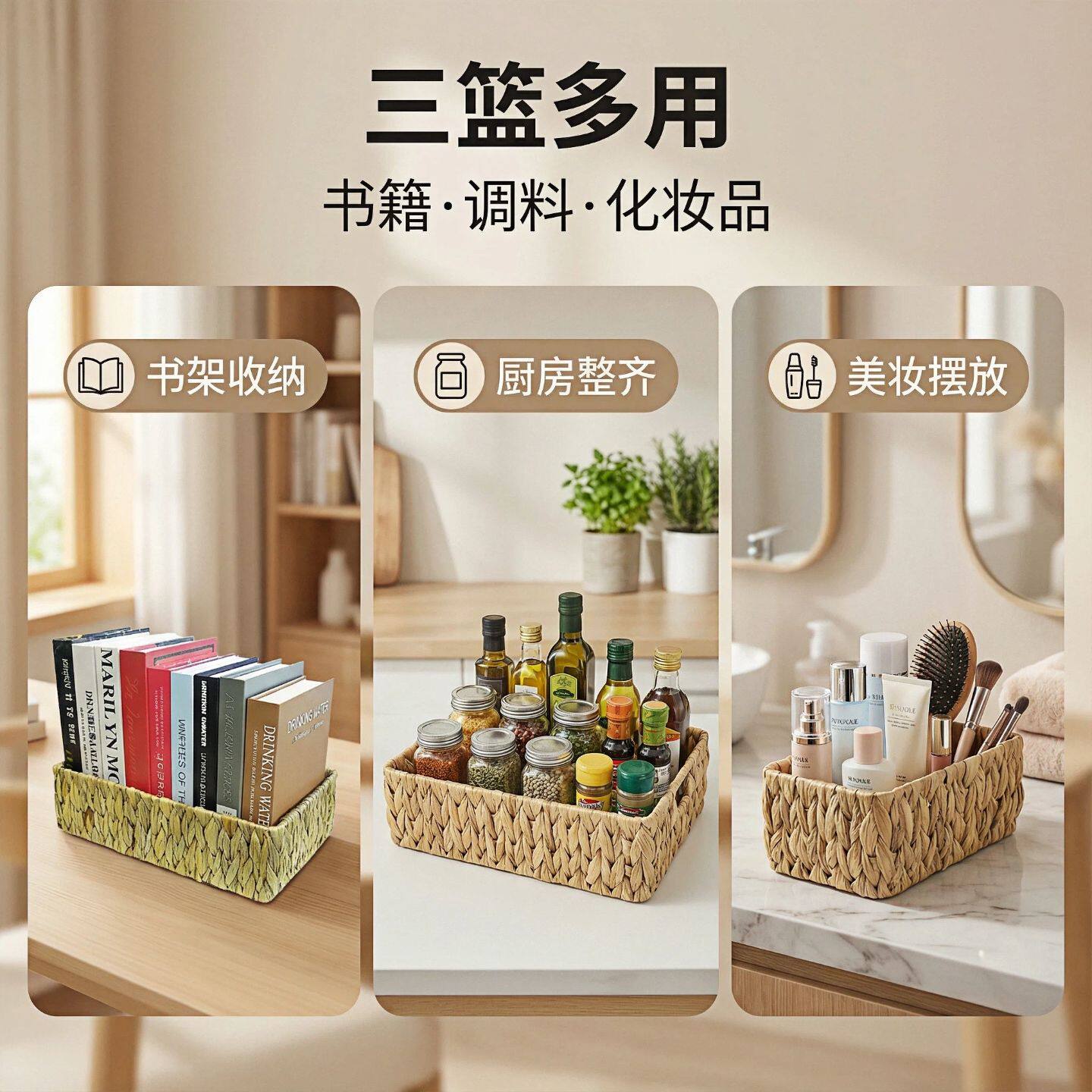 藤编多功能厨房整理收纳筐