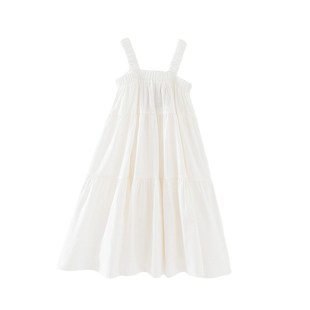 2025夏季女童海边裙子氛围感中大童度假吊带裙白色儿童沙滩公主裙