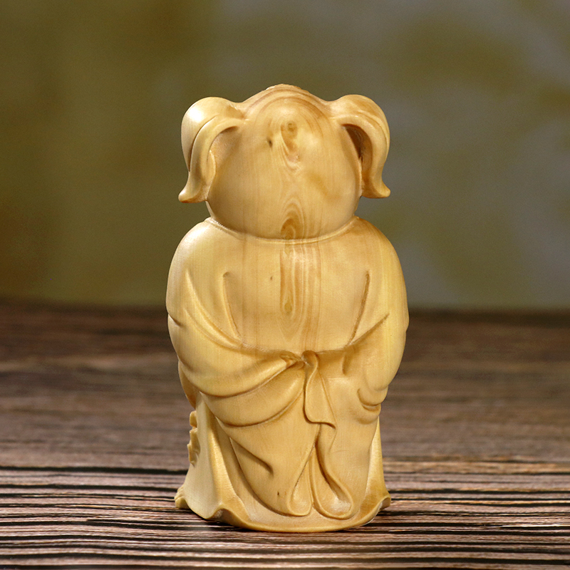 黄杨木雕家居装饰生肖猪八戒手把件天蓬元帅车载人像摆件家居饰品