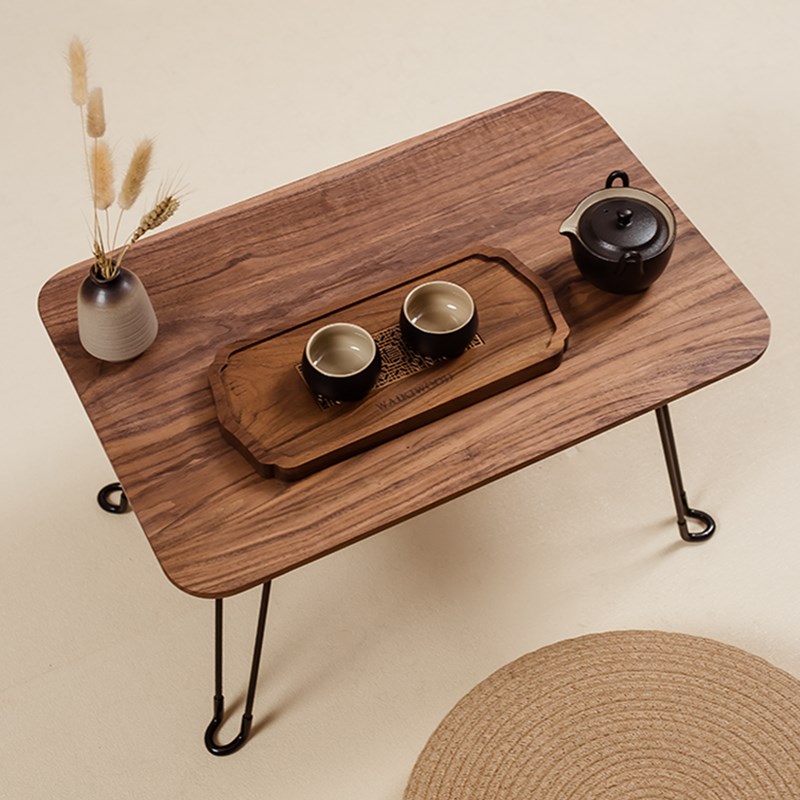 北美黑胡桃实木折叠小方桌飘窗桌懒人露营桌榻榻米床上桌茶台炕几