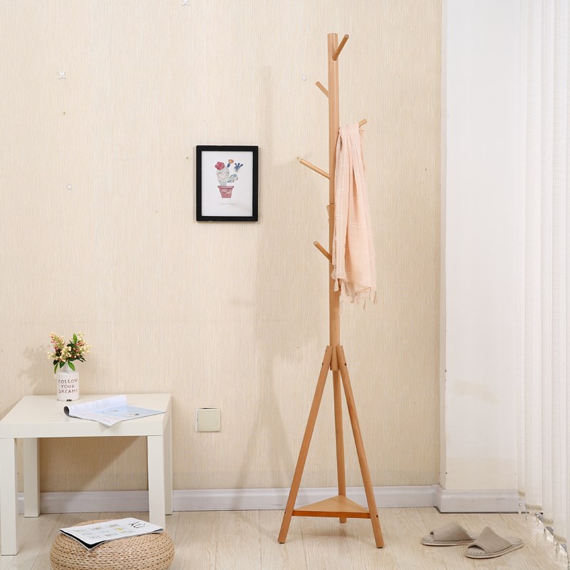 北欧风格全实木家用简约衣帽架门厅客厅立式衣架办公室移动挂衣架