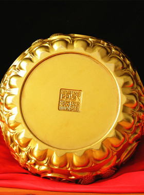 聚宝盆摆件纯铜家用客厅装饰招聚铜制品工艺品财存钱罐铜器黄铜