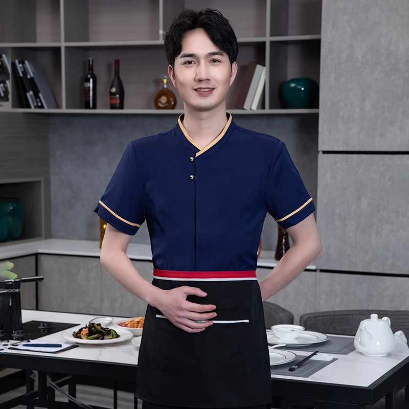 酒店饭店服务员工作服短袖夏装中餐厅烧烤店火锅店茶楼传菜员制服