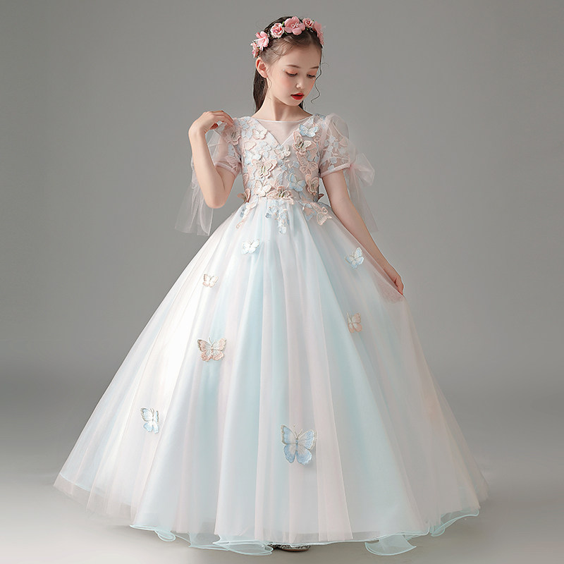 儿童礼服公主裙女童洋气生日晚礼服高端花童婚纱钢琴走秀演出服装