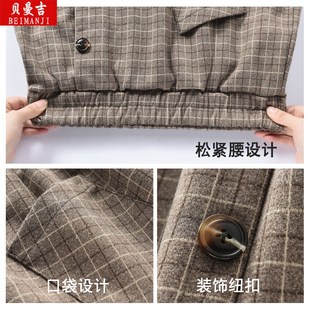 打底裤女秋冬外穿新款假两件格子毛呢短裙纯棉大码裙裤一体假两件