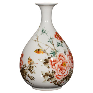 钟家窑景德镇陶瓷花瓶中式插花瓷瓶客厅餐桌面大号装饰品瓷器摆件