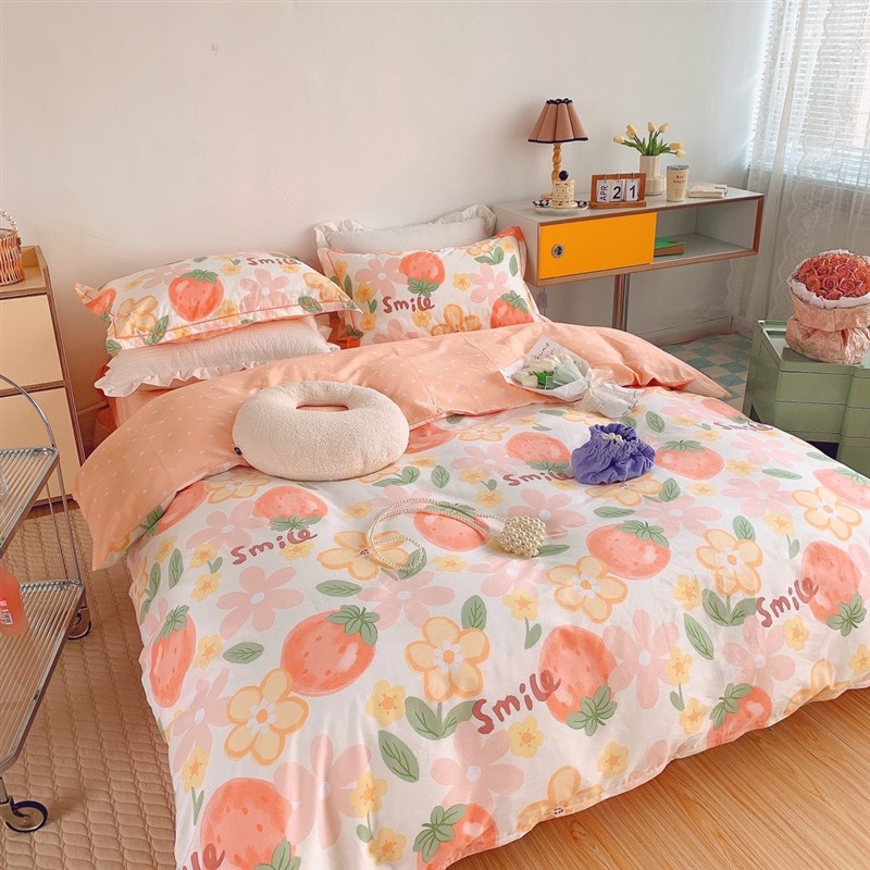 清新甜美风全棉四件套春夏纯棉碎花玫瑰床单被套1.5/1.8M床上用品