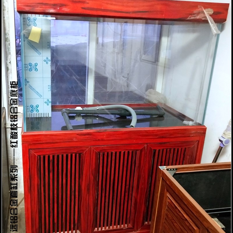 鱼缸铝合金木纹底柜 铝合金框架包边材料 鱼缸架子 铝柜 铝框套缸