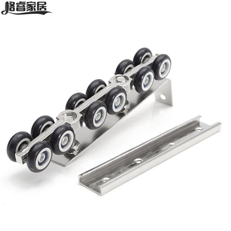 1对/套冷轧钢推拉木门壁橱移门五金套件门吊滑轮滚轮12轮浴室吊轮