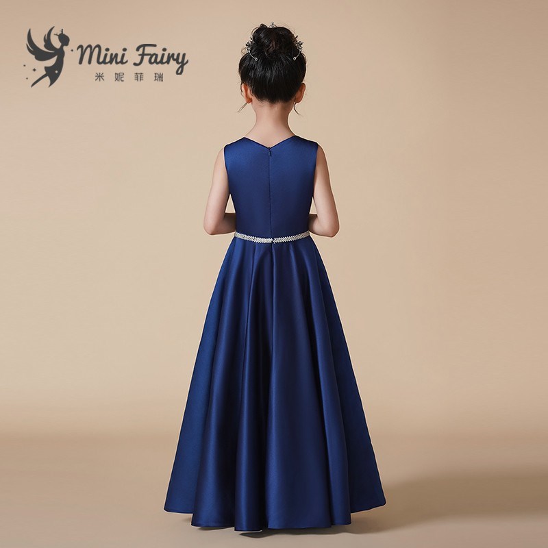 新女童礼服钢琴演出服中大童长笛乐团舞台演出诗朗诵比赛缎面长裙