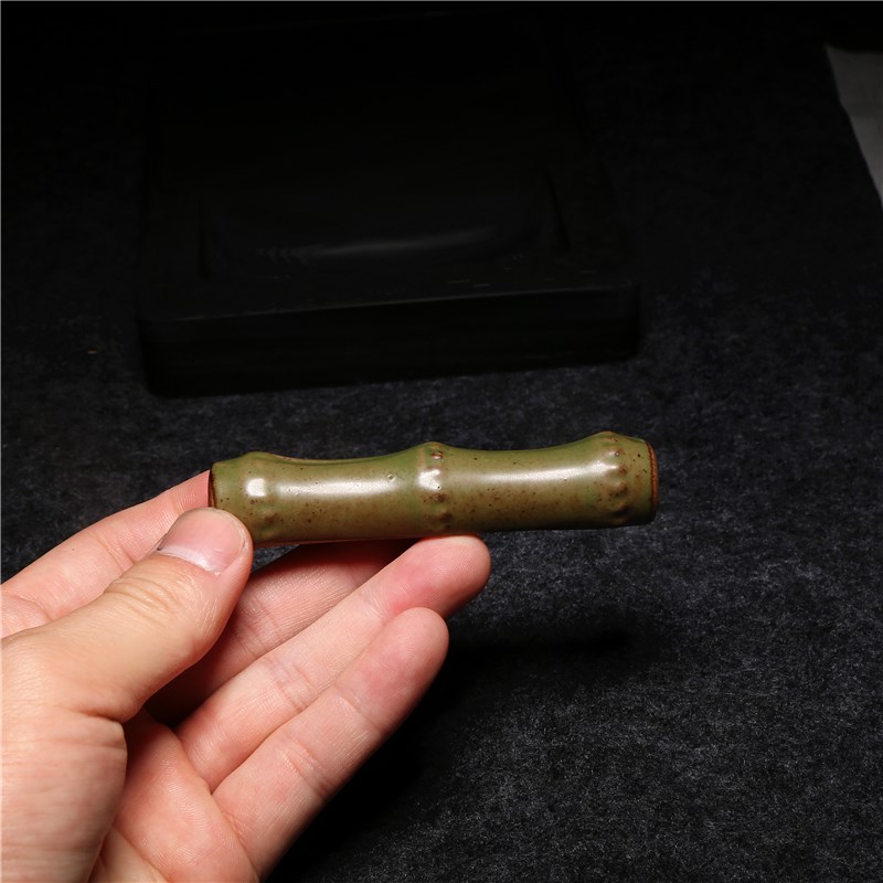 陶瓷竹节两用笔搁笔山陶瓷笔架 毛笔笔搁创意 可作镇尺书法镇纸