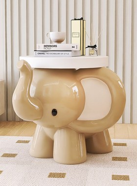 卡通大象客厅大型落地摆件沙发边几电视柜旁茶几床头灯乔迁礼物