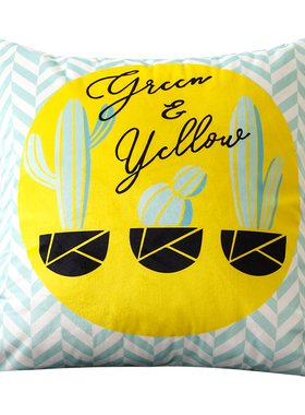 绿色仙人掌粉灰色少女时尚抱枕靠枕客厅沙发样板房抱枕北欧靠垫