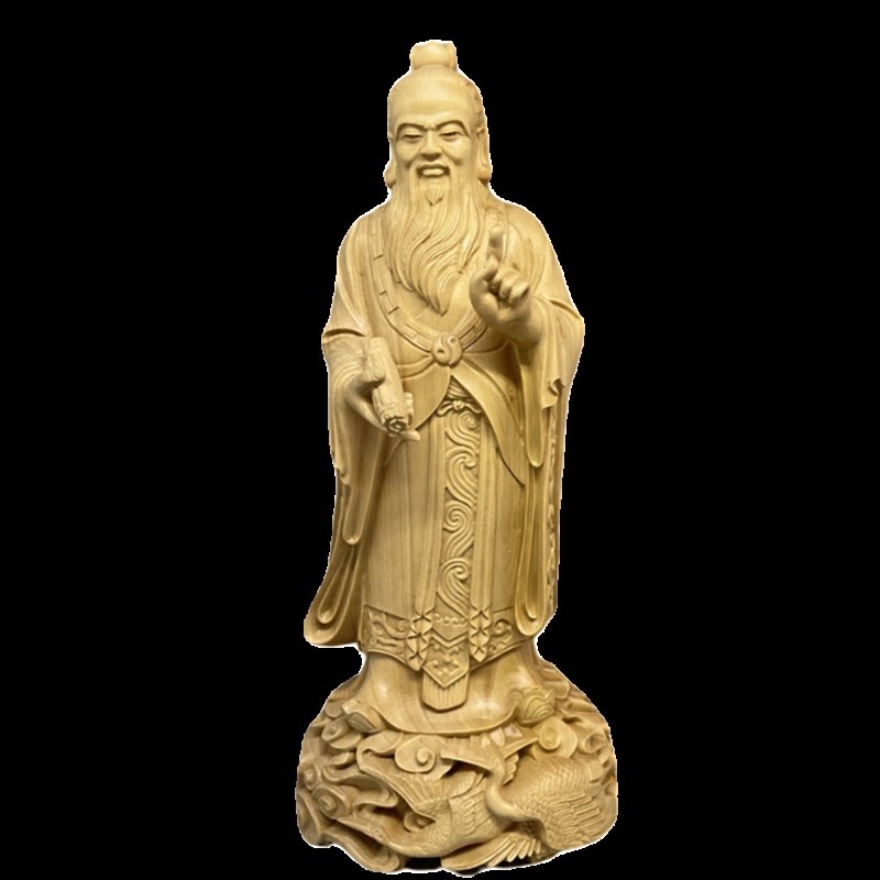 小叶黄杨木雕老子一指问天雕像摆件导师老师教师节礼物实木工艺品