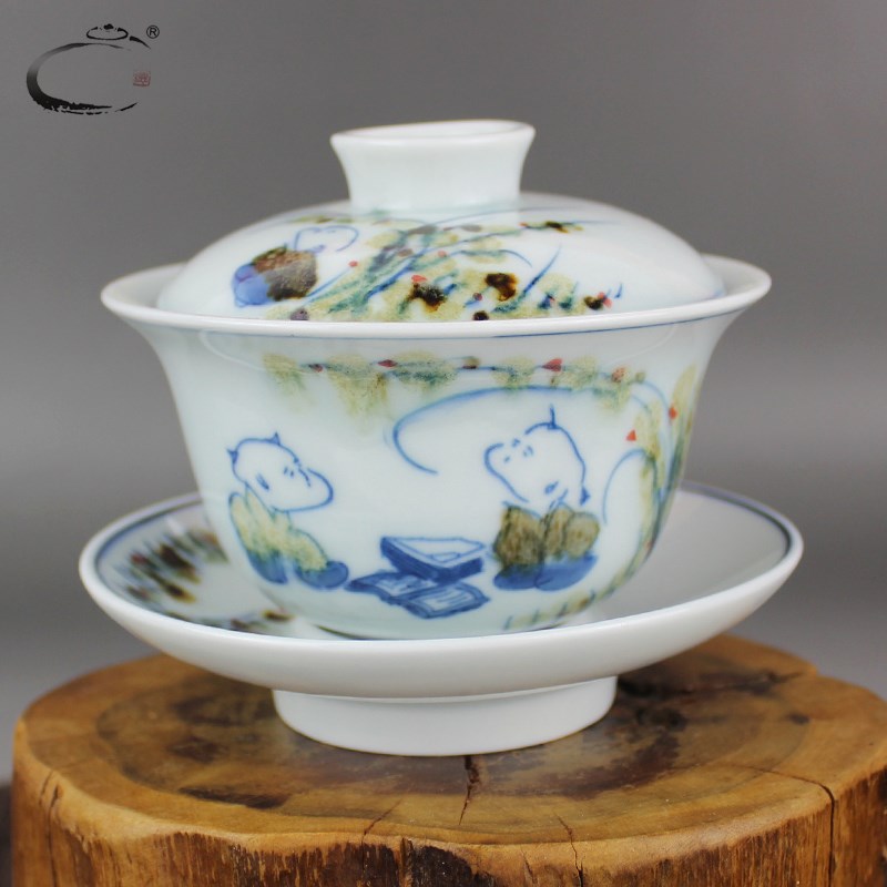 贵和祥特惠大号茶碗窑变盖碗景德镇陶瓷茶具三才手绘花卉功夫茶杯