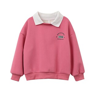 一体奥丽绒 儿童加绒polo领卫衣 男童女童保暖打底衫 中大童冬款