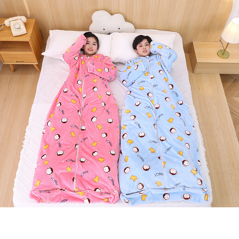 中大童睡袋大童小孩4岁3岁宝宝防踢被女童男童男女孩春秋冬款