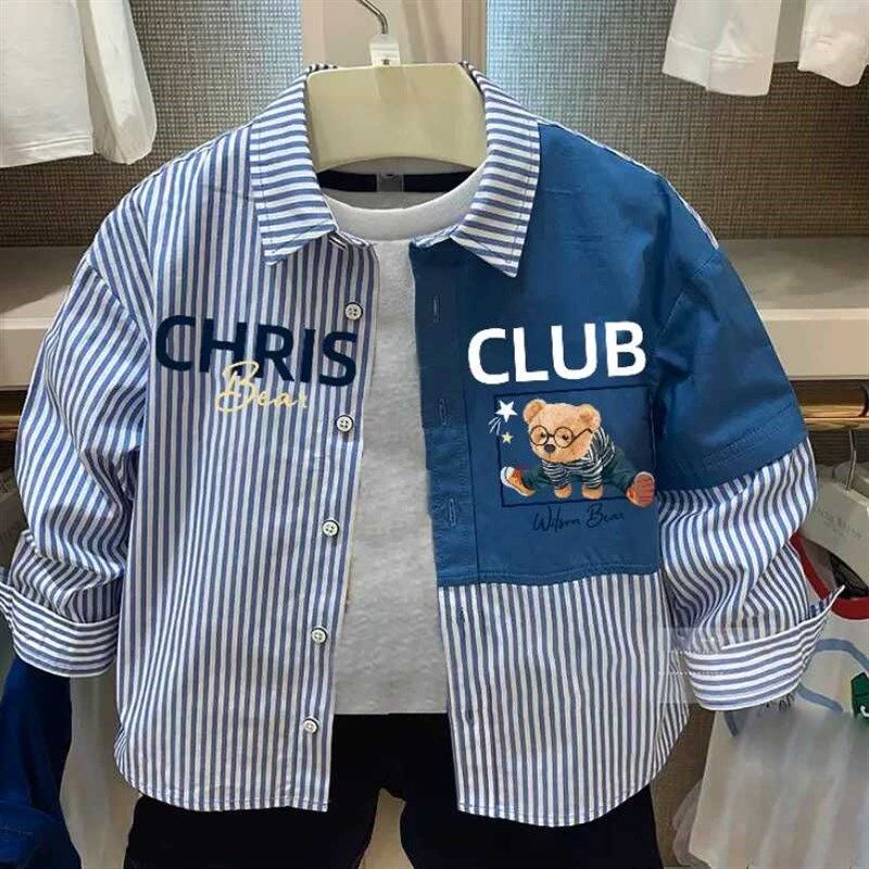 儿童外套2024春秋款男童条纹翻领衬衣中大童洋气休闲衬衫打底上衣,童装/婴儿装/亲子装,衬衫,淘宝优惠券,粉丝福利购,淘宝优惠卷
