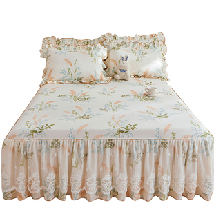 2022年新款 纯棉全棉床裙单件防尘罩蕾丝裙边床罩1.8m床垫保护罩