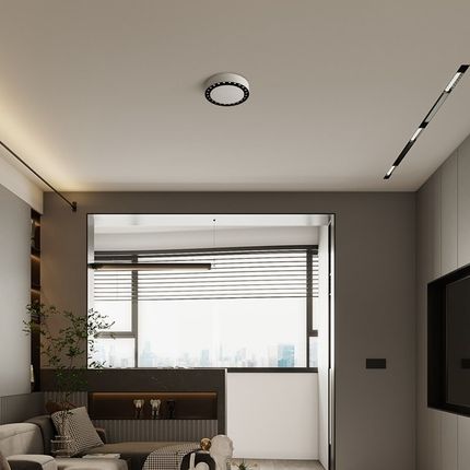 极简客厅无主灯设计圆形斗胆灯格栅灯卧室吸顶式射灯led明装筒灯