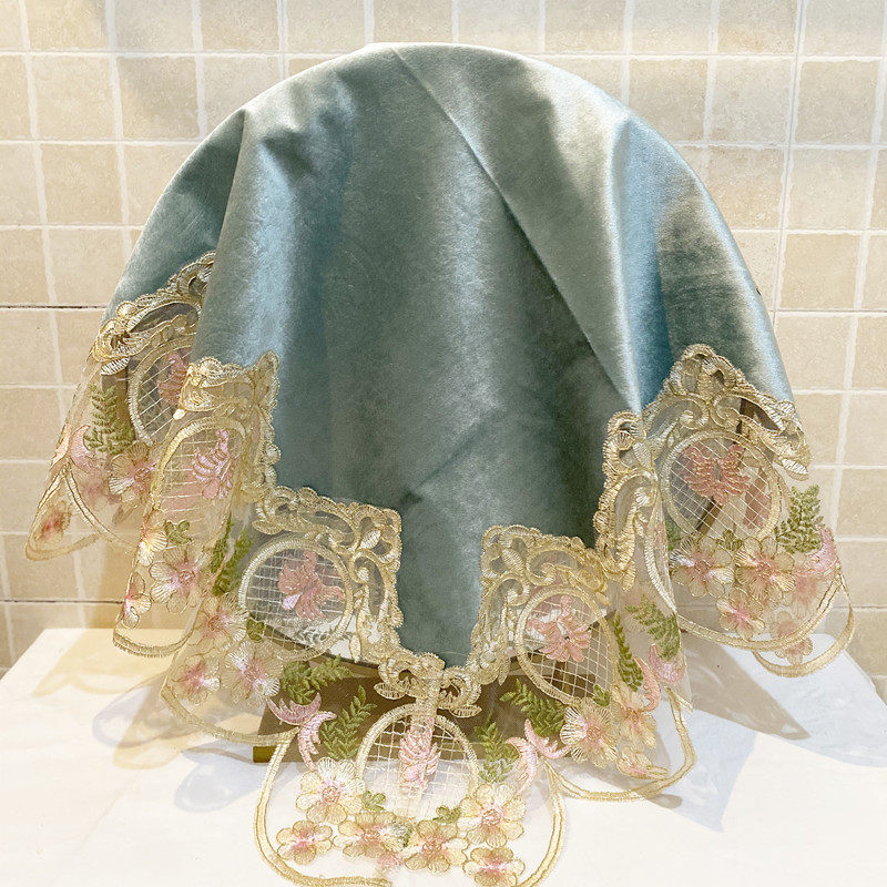 欧式梳妆台镜子盖布蕾丝防尘镜面遮挡化妆台镜子盖巾梳妆镜小罩子