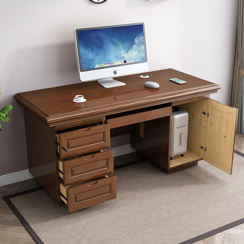 中式实木办公桌家用书桌台式电脑桌办公室写字台单人职员学习桌子