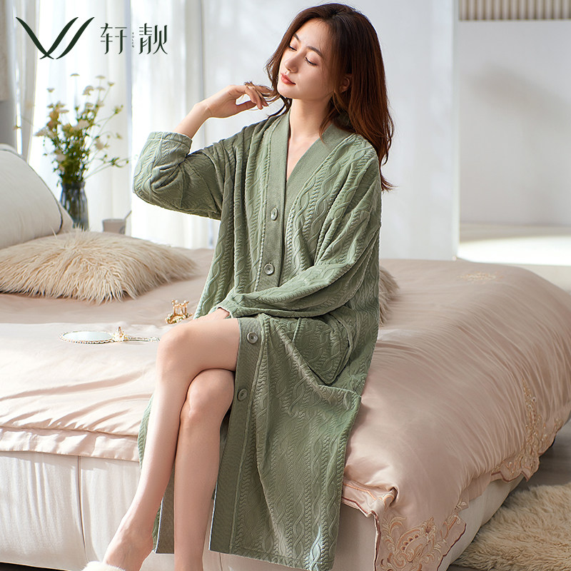 海岛绒睡袍女士秋冬季珊瑚绒加绒加厚睡裙保暖浴袍春秋家居服长裙,女士内衣/男士内衣/家居服,睡袍/浴袍,淘宝优惠券,粉丝福利购,淘宝优惠卷