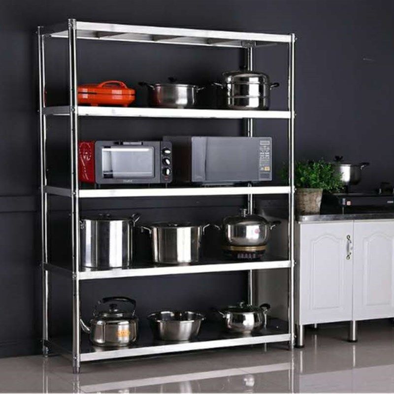 不锈钢厨房置物架五层落地多层仓库货架家用微波炉收纳整理储物架,商业/办公家具,仓储货架,淘宝优惠券,粉丝福利购,淘宝优惠卷