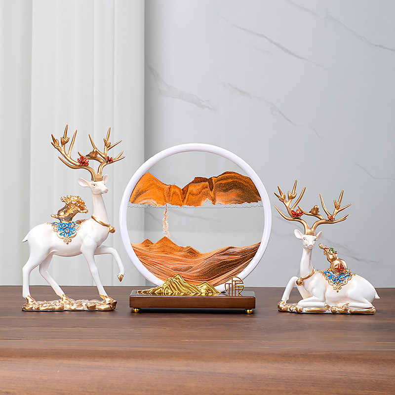 纯实木创意流沙画铜摆件沙漏解压客厅办公室酒柜装饰生日礼物乔迁