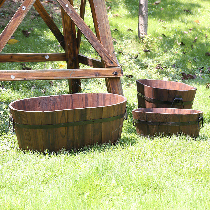 户外防腐木花桶碳化木花盆阳台种菜盆家用绿植盆栽花盆木质种花盆,鲜花速递/花卉仿真/绿植园艺,花盆,淘宝优惠券,粉丝福利购,淘宝优惠卷