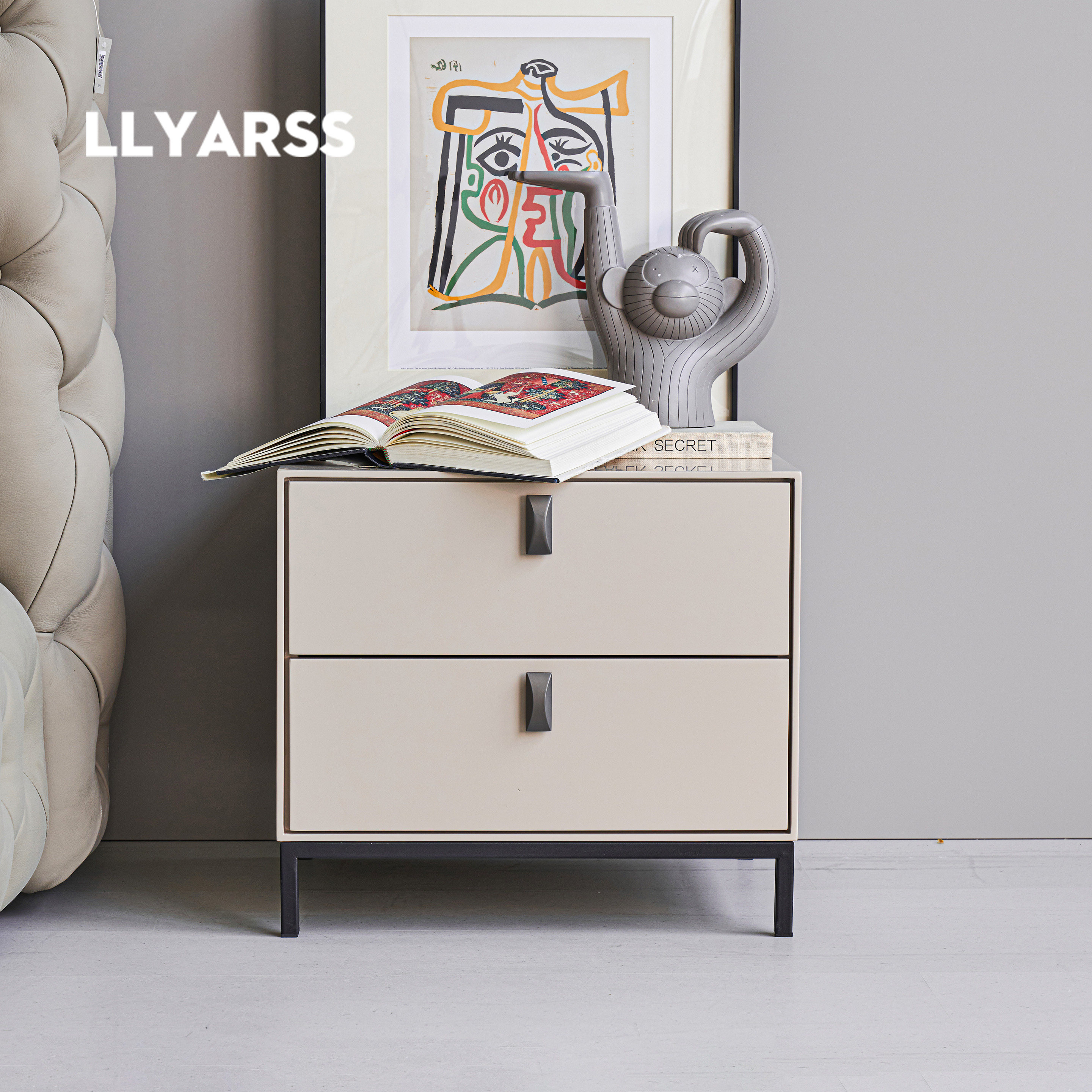 LLYARSS利亚斯/床头柜/轻奢意式极简简约/双抽屉/烤漆/GS