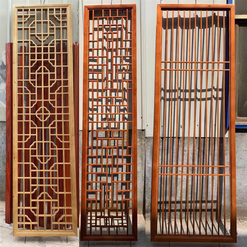 东阳木雕仿古门窗实木花格中式屏风隔断镂空雕花背景墙吊顶定制