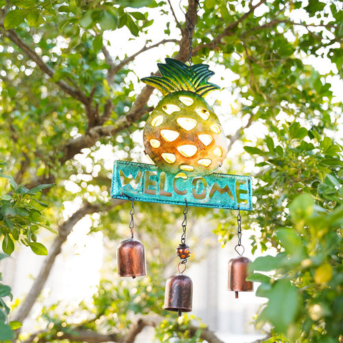 菠萝风铃挂饰铃铛挂件院子装饰摆件家居饰品花园装饰欢迎牌风铃